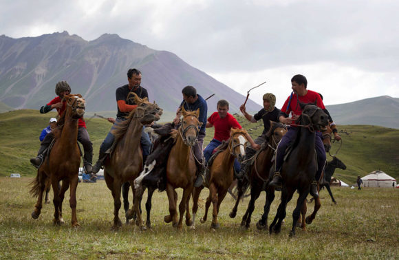 Horse and Yak games festival at Lenin Peak base camp
